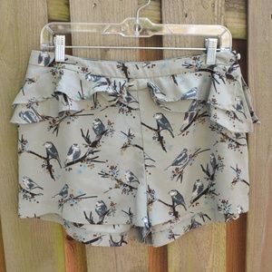 Bird Print Flowy Shorts